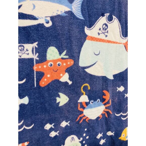 Caro Bath Beach towel Cotton Large Fish Blue Ocean Whale Jellyfish Seaturtle Cra - Picture 4 of 9